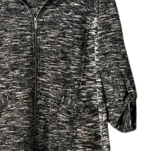 Style & Co. Black and White Knit Zip Front Hooded Cardigan - Picture 4 of 9